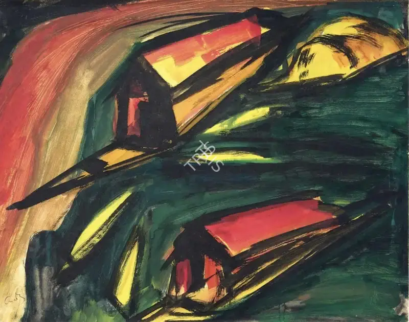 H.A. Gade (Artist), Kashmir, 1970, Painting