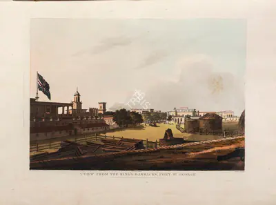 Harraden (Printmaker), A View from the King's Barrack, Fort St. George, 1804, Aquatint