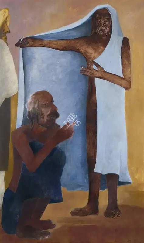 Khanna, Krishen (Artist). Doubting Thomas with Jesus, 1978 | Painting, AG.Mum/23.08.17, 2017 · Asta Guru