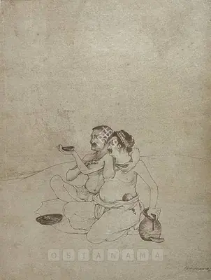 Nandalal Bose (Artist), Jagai Madhai, 1931, Graphic Art