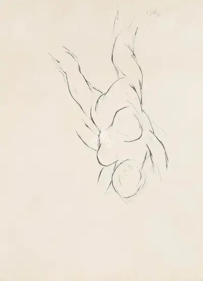 Tyeb Mehta (Artist), Falling Figure II, 1992, Drawing