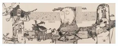Ali, J. Sultan (Artist). Untitled (Creator and the Creatures), 1965 | Drawing, Ch.NeY/23.09.20, 2020 · Christie's