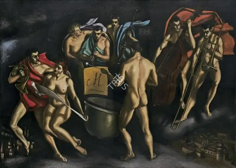 Homi J. Bhabha (Artist), Angels' Concert…Homage To Mozart, 1960, Painting