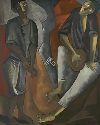 Ramkumar (Artist). Untitled (Orphans), 1956 | Painting, Ch.Mum/11.12.14, 2014 · Christie's