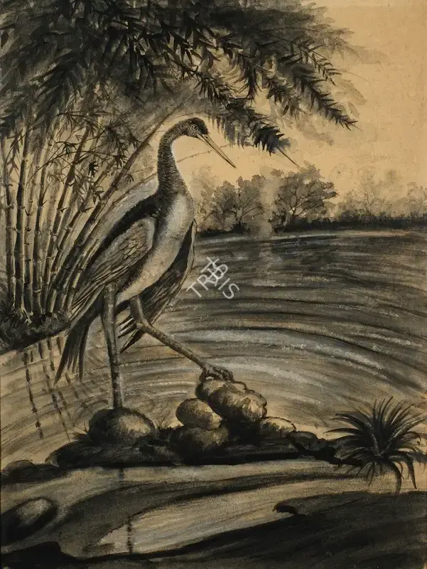 Roy Chowdhury, D.P. (Artist). Crane Series, mid 1940s | Painting, Os.Del/18.03.08, 2008 · Osian's