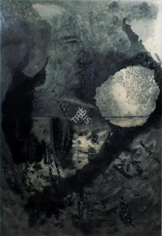 Sundaram, Vivan (Artist). Gulf War Series (With Self-Portrait), 1991 | Painting, Os.Mum/24.02.01, 2001 · Osian's