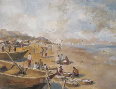 A.X. Trindade (Artist), Seascape, 1921, Painting