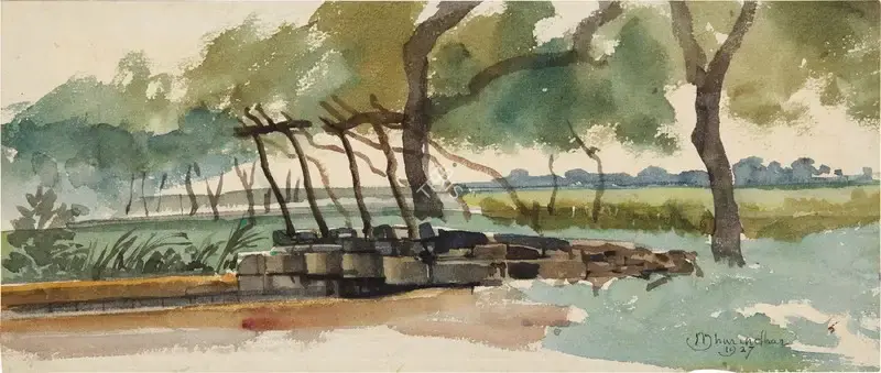 M.V. Dhurandhar (Artist), Untitled (Water Well), 1927, Painting