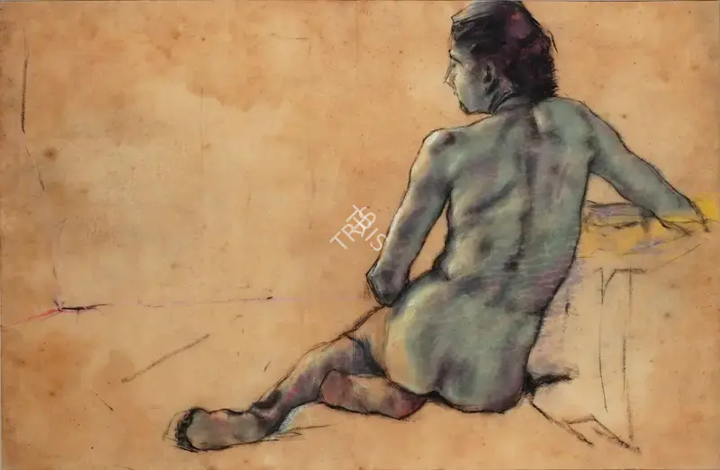 Bikash Bhattacharjee (Artist), Nude, 1961, Painting