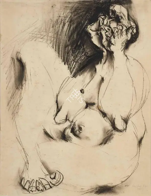 Paritosh Sen (Artist), Lady, 1969, Drawing