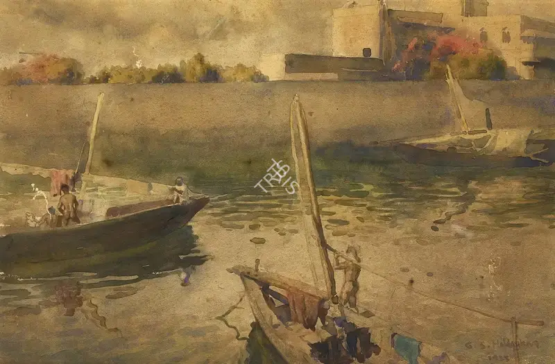 G.S. Haldankar (Artist), Untitled(Boats), 1933, Painting