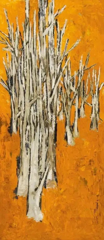 B. Prabha (Artist), Untitled (Trees), 1962, Painting