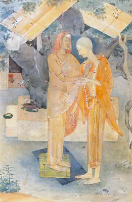 Bose, Nandalal (Artist). Ishwarpuri Initiating Chaitanya Into The Teachings Of The Sect, n.d. | Painting