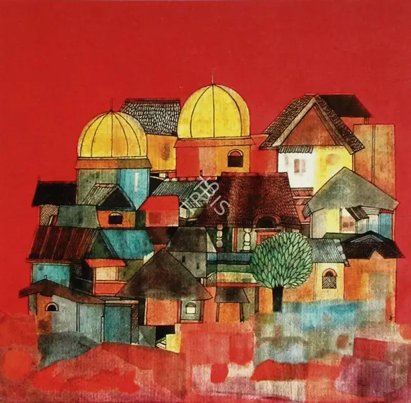 Badri Narayan (Artist), One Tree Among Many Houses, 1986, Painting