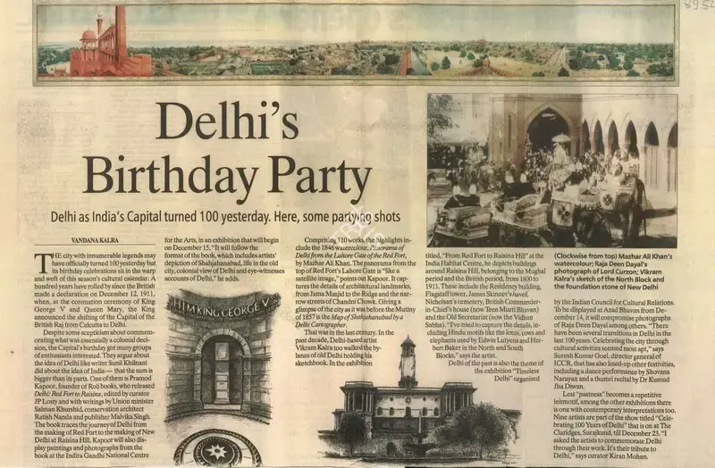 Vandana Kalra (Reporter), Delhi's Birthday Party, 2011, Newspaper Clipping