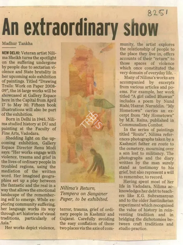Madhur Tankha (Reporter), An Extraordinary Show, 2009, Newspaper Clipping