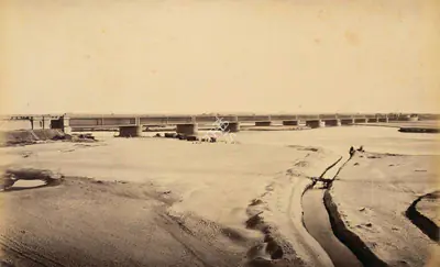 Samuel Bourne (Photographer), The Railway Bridge over the Jumna- Delhi, 1865, Antiquarian Photograph