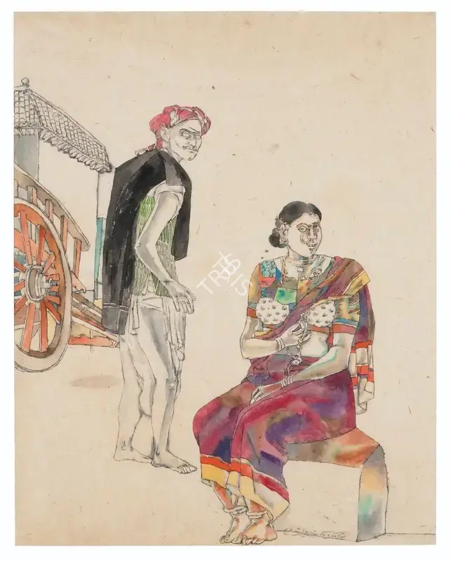 K. Laxma Goud (Artist), Untitled (Couple), 1984, Painting