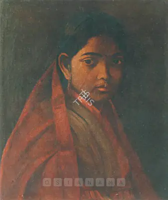 Pulin Kundu (Artist), Portrait Of A Young Bengali Girl, Painting