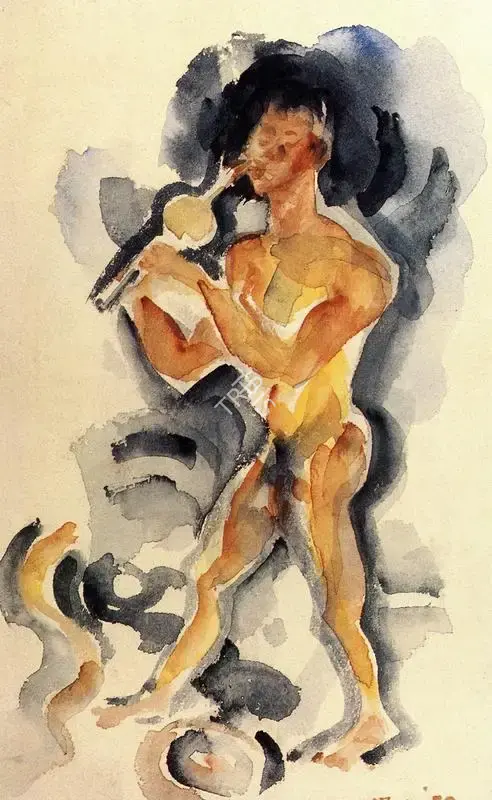 K.G. Subramanyan (Artist), Snake Charmer, 1949, Painting