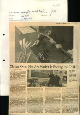 David Barboza (Reporter), China's once Hot Art Market is Feeling the Chill, 2010, Newspaper Clipping