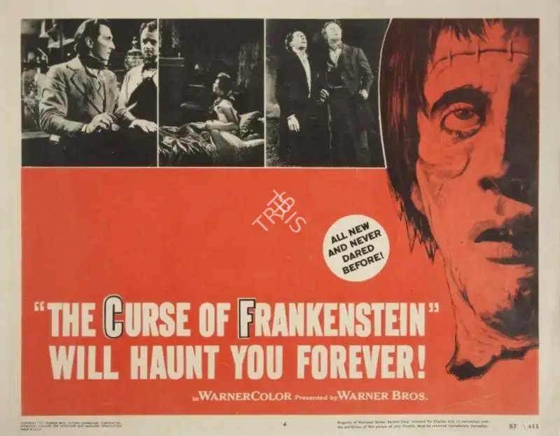 Jack Asher (Cinematographer), The Curse of Frankenstein, 1957, Lobby Card