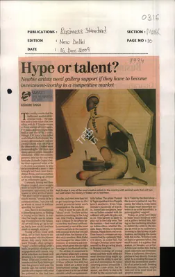 Kishore Singh (Reporter), Hype or Talent?, 2009, Newspaper Clipping