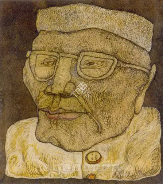 Jogen Chowdhury (Artist), Head, 1990, Painting
