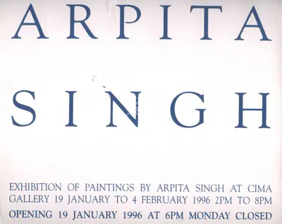 Arpita Singh (Artist), Arpita Singh, 1996, Solo Exhibition Invitation