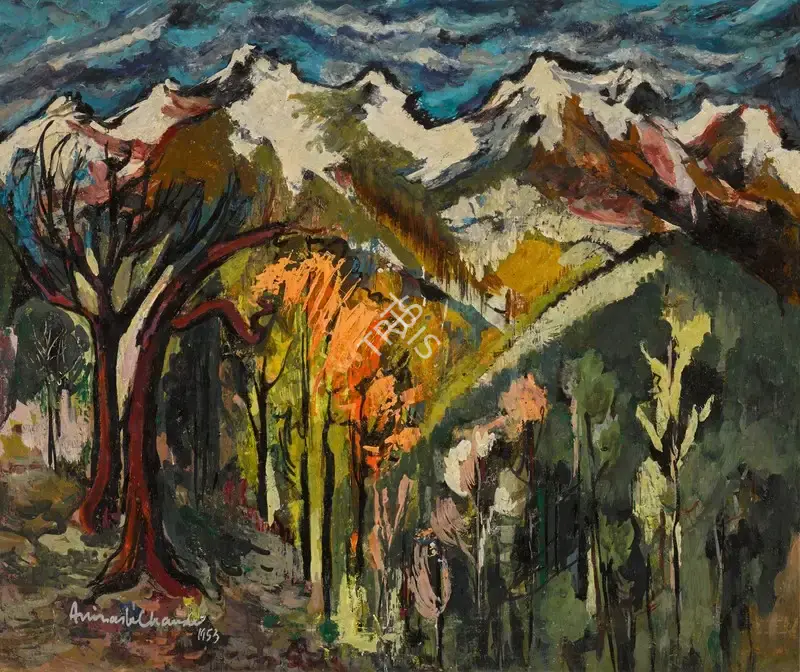 Avinash Chandra (Artist), Untitled (Banihal Pass, Kashmir), 1953, Painting