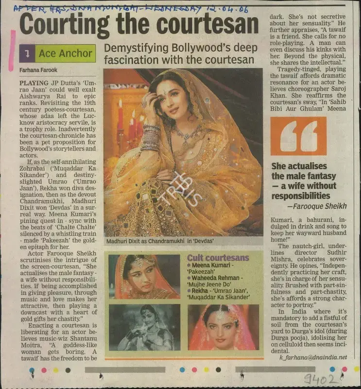 Farhan Farook (Reporter), Courting the Courtesan, 2006, Newspaper Clipping