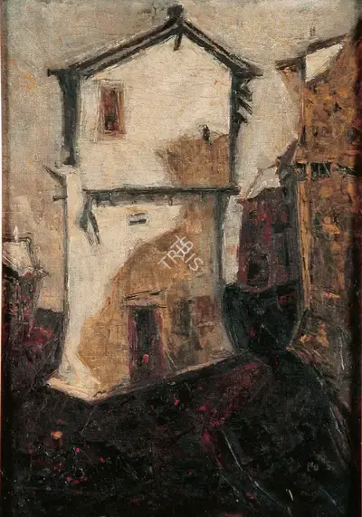 S.H. Raza (Artist), Village Series, 1955, Painting