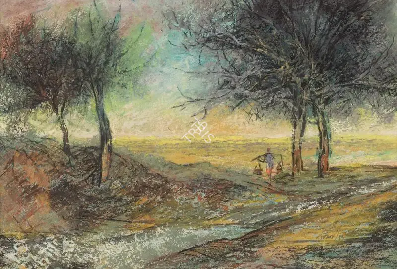 Gopal Ghose (Artist), Landscape, 1954, Painting