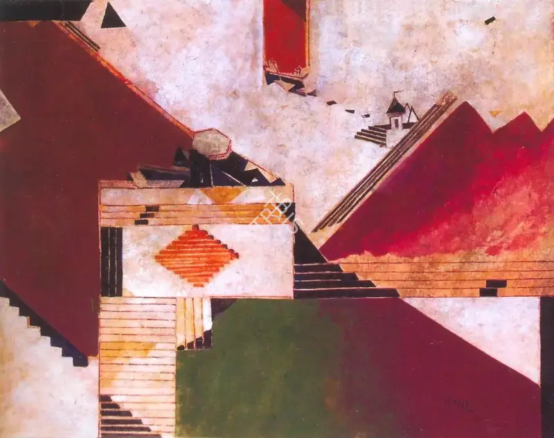 Kartick Chandra Pyne (Artist), Steps (Benares Series), 1998, Painting
