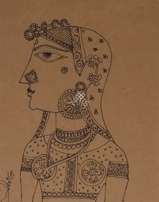 K. Laxma Goud (Artist), Untitled (Bride), 1970, Painting