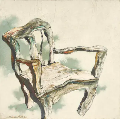 Samir Aich (Artist), The White Chair, 1991, Painting
