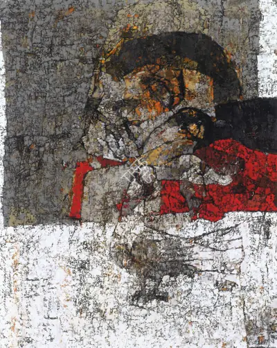 Jamil Naqsh (Artist), Woman With Pigeons, 1978, Painting