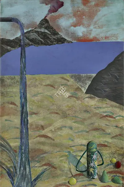 Anju Dodiya (Artist), Vertical Threat, 1988, Painting