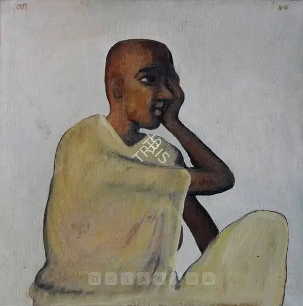 Jogen Chowdhury (Artist), Seated Man, 1984, Painting
