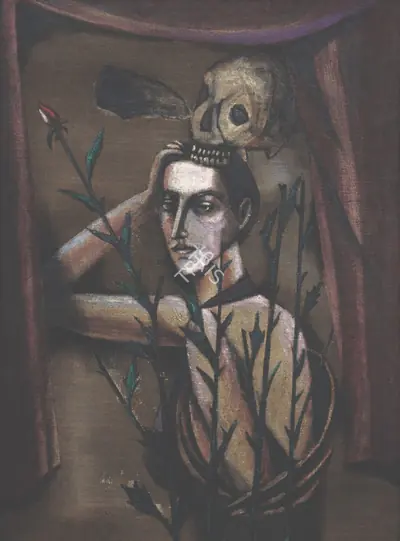 Anju Dodiya (Artist), Rosebud, 2019, Painting