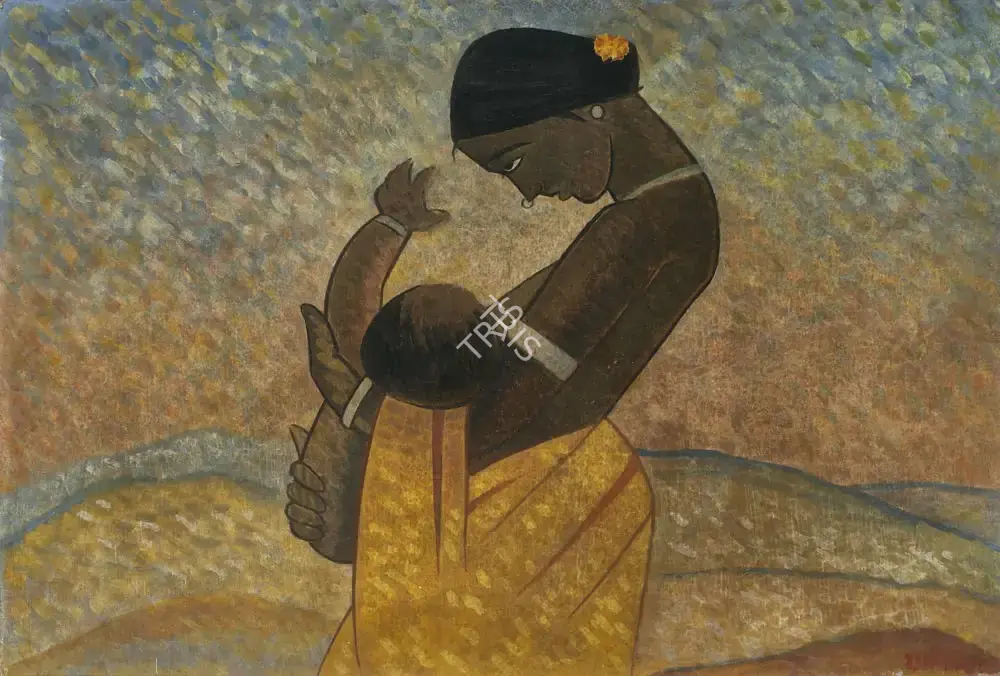 Jamini Roy (Artist), Untitled (Mother & Child), 1930, Painting