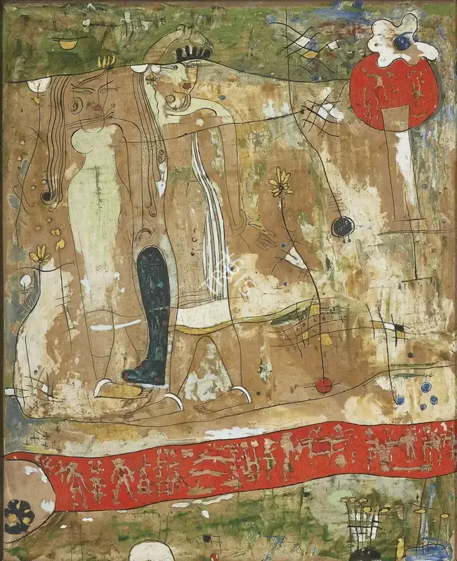 Mohan&nbsp;Samant (Artist), Red Carpet, 1951, Painting