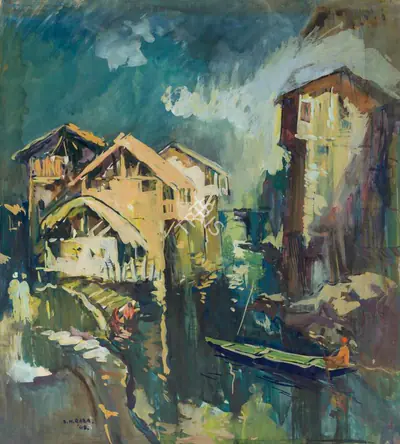S.H. Raza (Artist), Untitled (Srinagar), 1948, Painting
