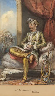 William Carpenter (Artist), Portrait of the Gaekwad of Baroda, 1850, Painting