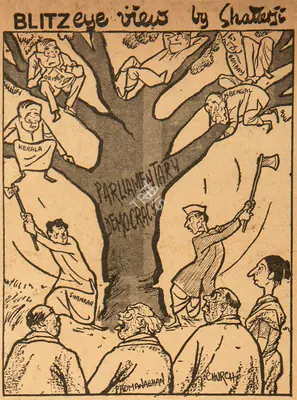 Basu Chatterjee (Cartoonist), Parliamentary Democracy, 1959, Cartoons