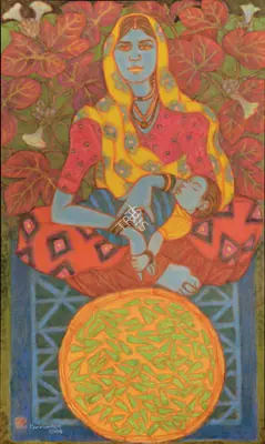 Ramachandran, A. (Artist). Young Mother and Green Chillies, 2004 | Painting, Pu.Mum/17.11.16, 2016 · Pundole