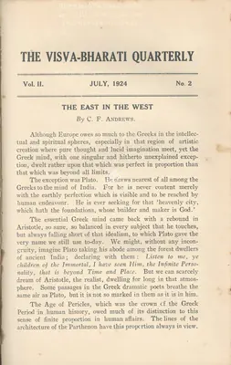 C.F. Andrews (Editor), Visva-Bharati Quarterly, 1924, Journal