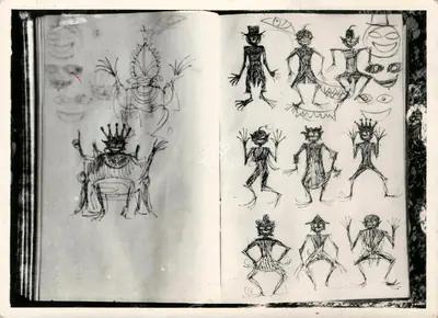 Satyajit Ray (Artist), Goopy Gyne Bagha Byne, 1969, Original Artwork