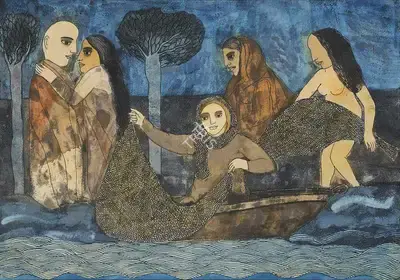 Badri Narayan (Artist), The Net of Maya, 1994, Painting