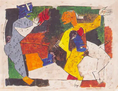 M.F. Husain (Artist), Untitled, 1953, Painting